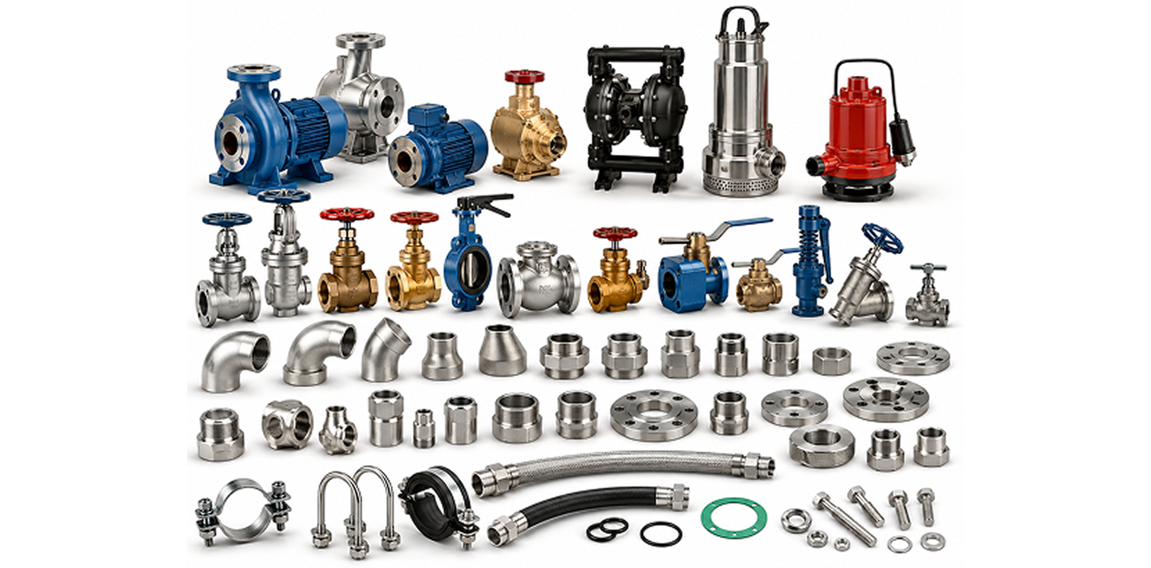 Pumps valves and pipe fittings